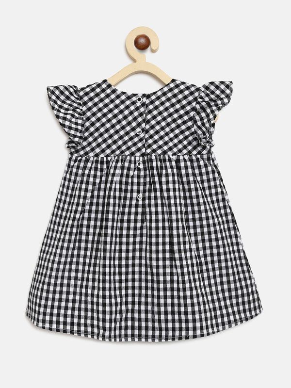 Girls Black And White Checkered Dress image number null